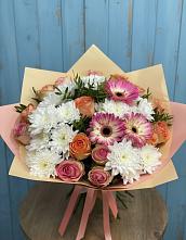 Букет цветов из:  Розы, Герберы и Хризантемы #REPLACE_PRED# Зеленой Роще
