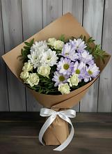 Букет цветов из:  Хризантемы и Розы в Зеленой Роще