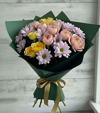 Букет цветов из:  Хризантемы и Розы в Зеленой Роще