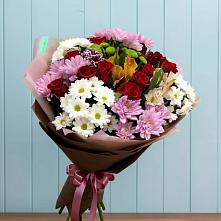 Букет цветов из:  Розы, Хризантемы и Альстромерии в Зеленой Роще