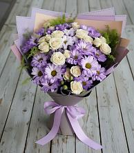 Букет цветов из:  Хризантемы и Розы в Зеленой Роще